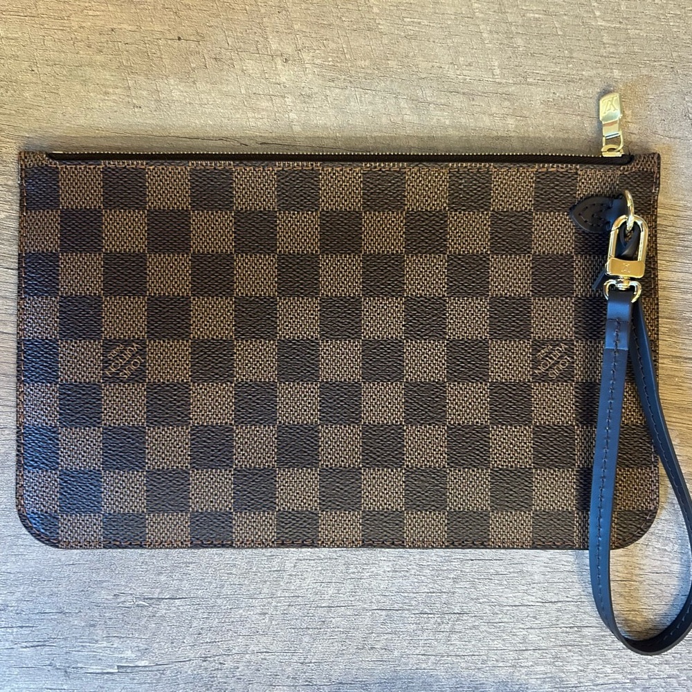 Louis Vuitton- Damier Ebene Wristlet Clutch NEW